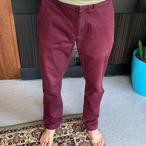 J Crew Relaxed Fit Burgundy Chinos